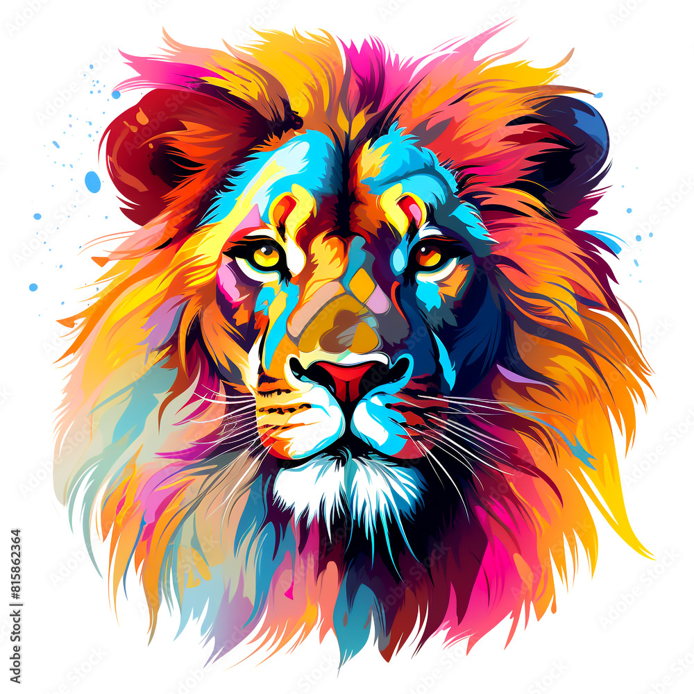 Beautiful colorful lion face painting.
