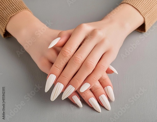 Elegant women with painted fingernails  nail design  women models  hands models