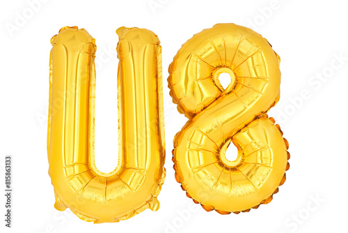 Golden word and number U8 isolate no white background.png photo