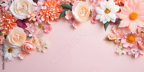 Mother's Day card. International Women's Day. Flowers backdrop. © Aleksandr