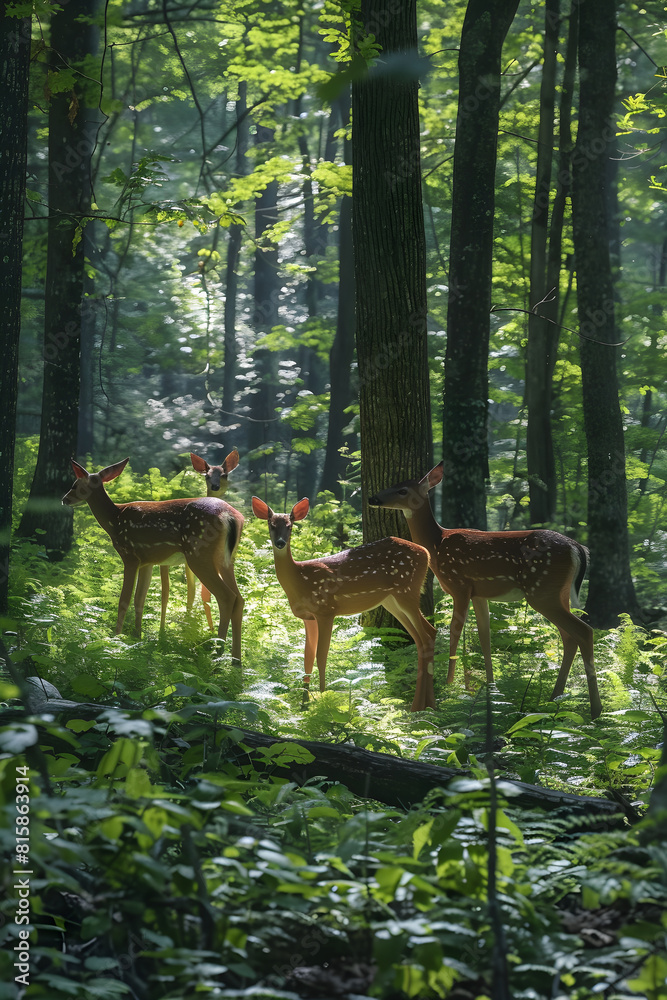 Wildlife Splendour in the Appalachian Forest: A Morning Rendezvous with White-Tailed Deer