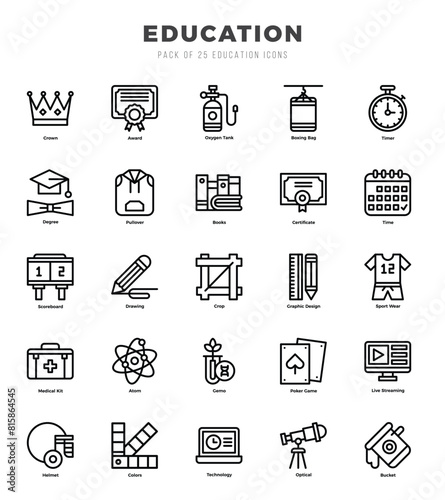 Set of Lineal Education Icons. Lineal art icon. Vector illustration