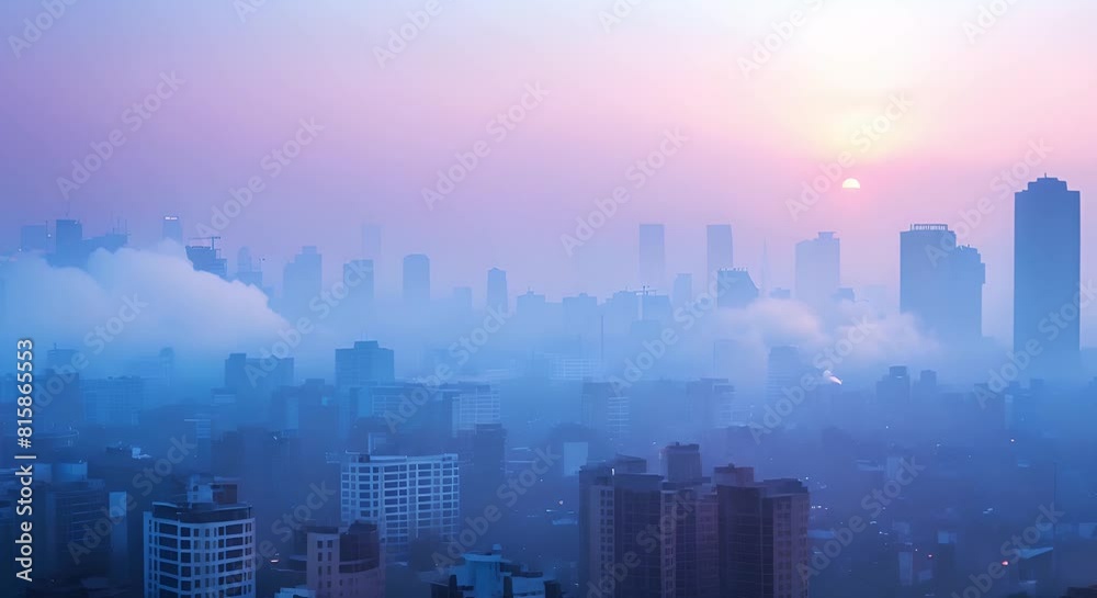 Image shows polluted city skyline highlighting negative impact of urban air pollution. Concept Urban Air Pollution, Environmental Degradation, Polluted Skies, Cityscape Pollution, Negative Impact Image shows polluted city skyline highlighting negative impact of urban air pollution. Concept Urban Air Pollution, Environmental Degradation, Polluted Skies, Cityscape Pollution, Negative Impact