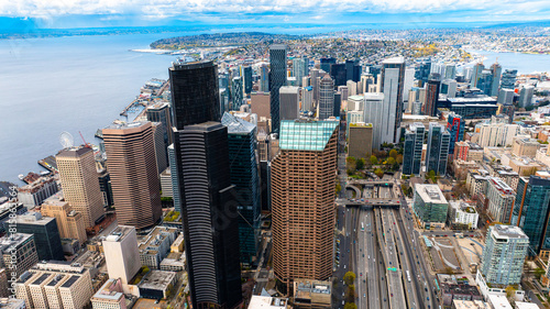 American modern Seattle district. Business center aerial view city. © Vadim