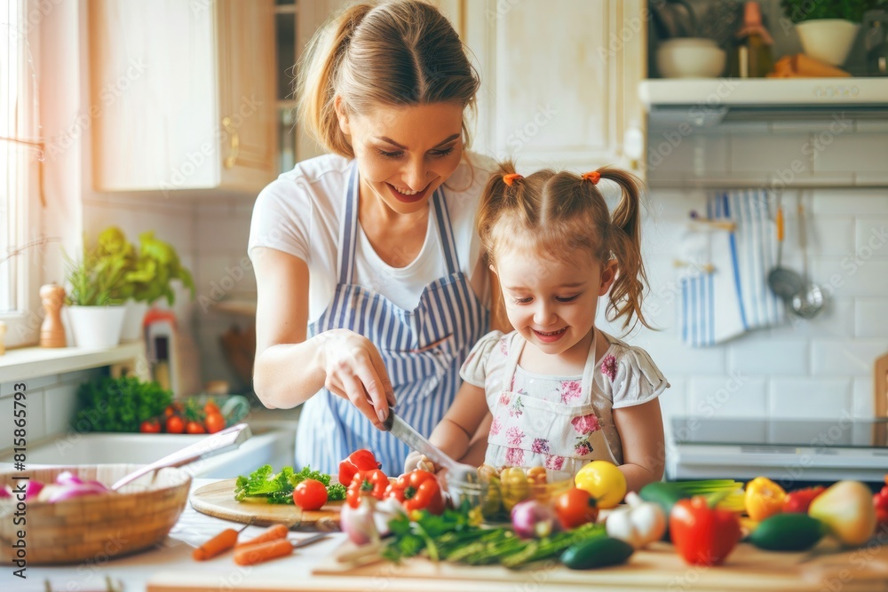 mum and daughter cooking together having fun making salad mum and daughter cooking together having fun making salad