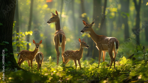 Wildlife Splendour in the Appalachian Forest: A Morning Rendezvous with White-Tailed Deer photo