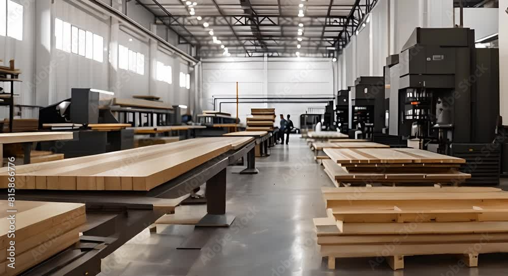 Crafting custom furniture in a factory with modern equipment. Concept Custom Furniture, Factory Setup, Modern Equipment, Crafting Process Crafting custom furniture in a factory with modern equipment. Concept Custom Furniture, Factory Setup, Modern Equipment, Crafting Process