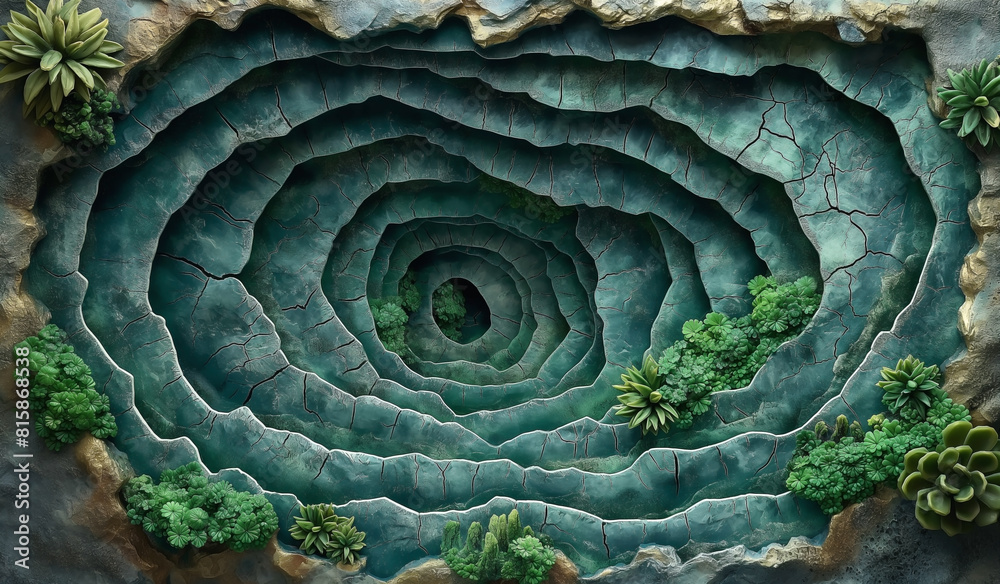 Fototapeta premium terrain that has magical plants inside of a cave system. The battle map should be a top down view