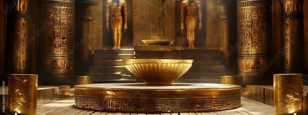 Φωτογραφία Gilded Gold Podium with an set of sacred symbols and ornaments Ancient Egyptian