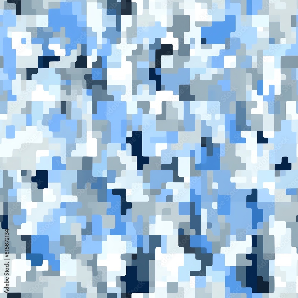 an abstract pixel artwork in the styles of camouflage, retro-futuristic, simple, minimalist, blue, white, grey, black an abstract pixel artwork in the styles of camouflage, retro-futuristic, simple, minimalist, blue, white, grey, black