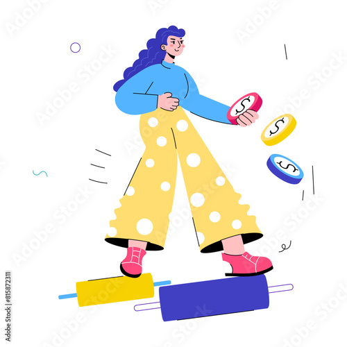Well-designed doodle mini illustration showing trader 