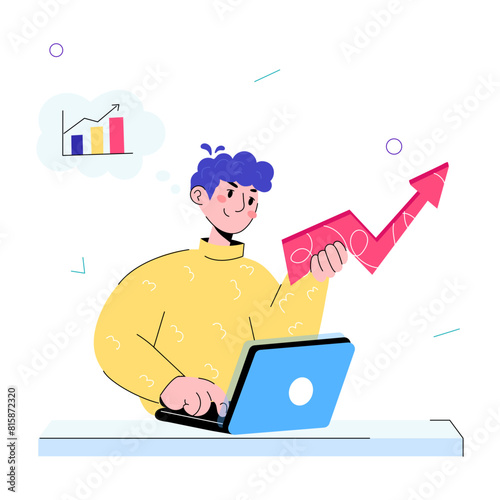 A hand drawn mini illustration of market growth 