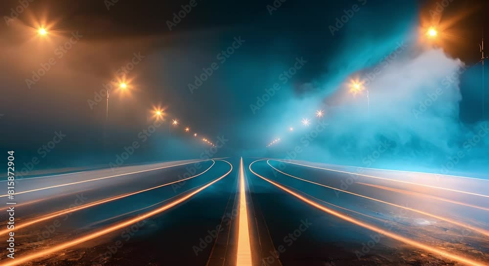 Desolate street illuminated by neon lights against a backdrop of smoke and blue sky. Concept Urban Photography, Neon Lights, Nighttime Cityscape, Moody Aesthetics, Industrial Landscapes Desolate street illuminated by neon lights against a backdrop of smoke and blue sky. Concept Urban Photography, Neon Lights, Nighttime Cityscape, Moody Aesthetics, Industrial Landscapes