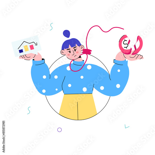 A customizable doodle mini illustration of economic crisis 