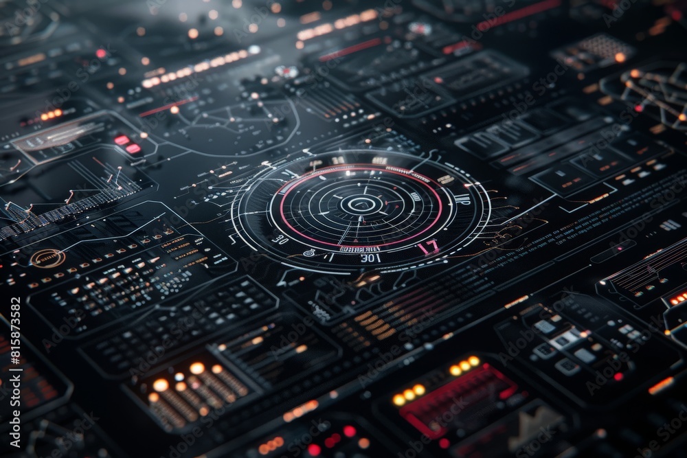 Radial Big Data GUI design elements on black background Radial Big Data GUI design elements on black background