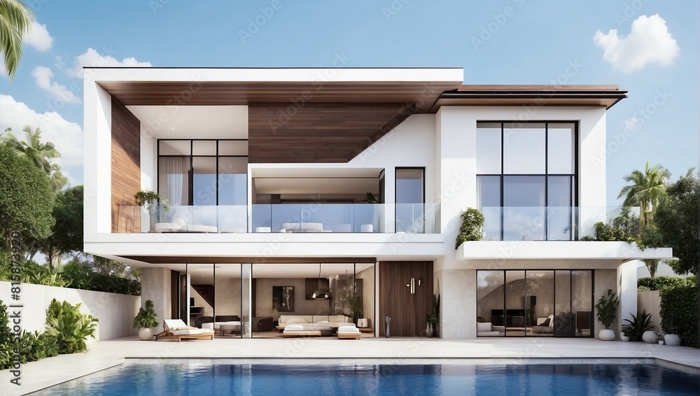 modern house with pool