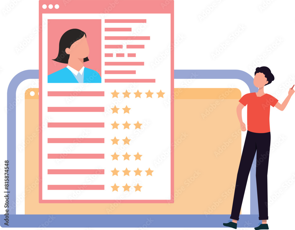 Obraz premium Boy showing star rating profile on laptop.