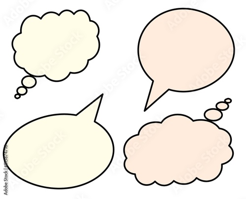 empty thought balloons, thought icon illustration, symbols of speech and thinking