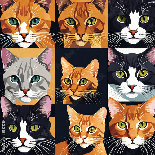 Colorful Cat Faces Collage 