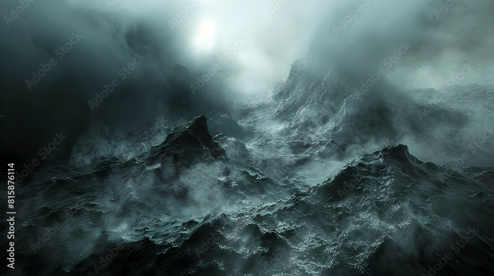 Obraz premium Ominous Cthonic Netherworld Shrouded in Grim Haze and Eldritch Energy