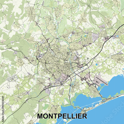 Montpellier  France map poster art
