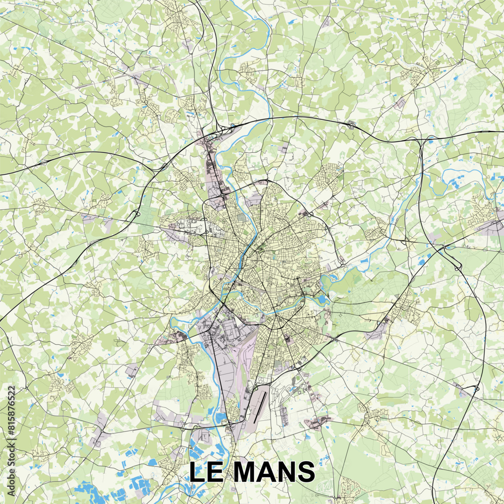 Le Mans, France map poster art Le Mans, France map poster art