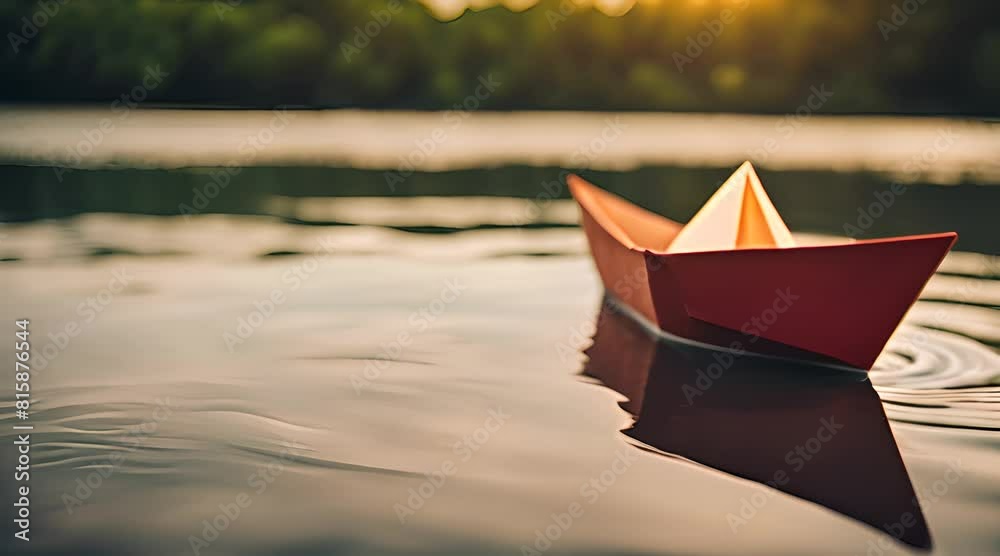 Papierschiff in hohen Wellen auf See