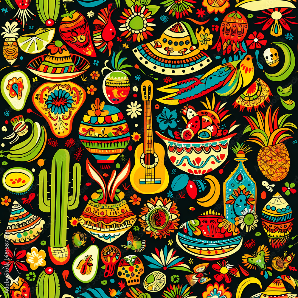 Mexican symbols design template of traditional vector image
