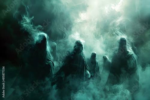 Otherworldly Mists Obscuring the Secrets of the Afterlife in a Hauntingly Ethereal Realm photo