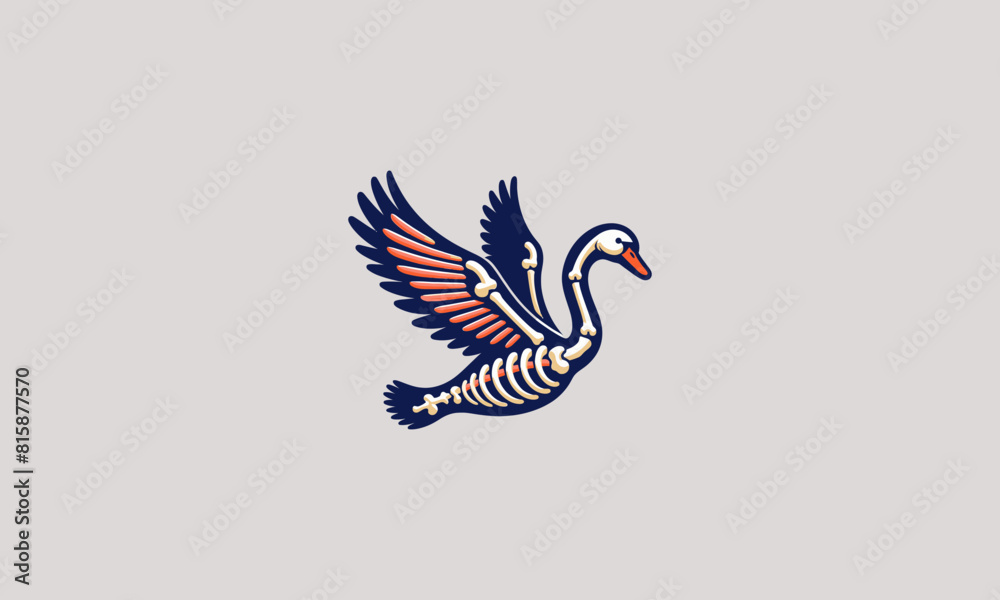 Obraz premium flying swan bone vector logo design