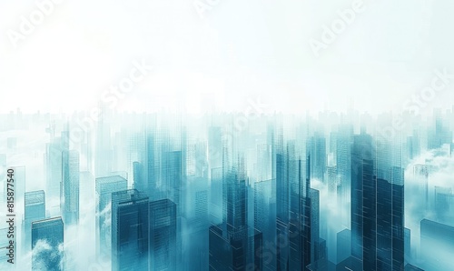 Cityscape serenity  blue business horizon