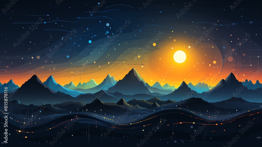 Fototapeta premium Solar Symphony flat design top view renewable energy theme animation Analogous Color Scheme