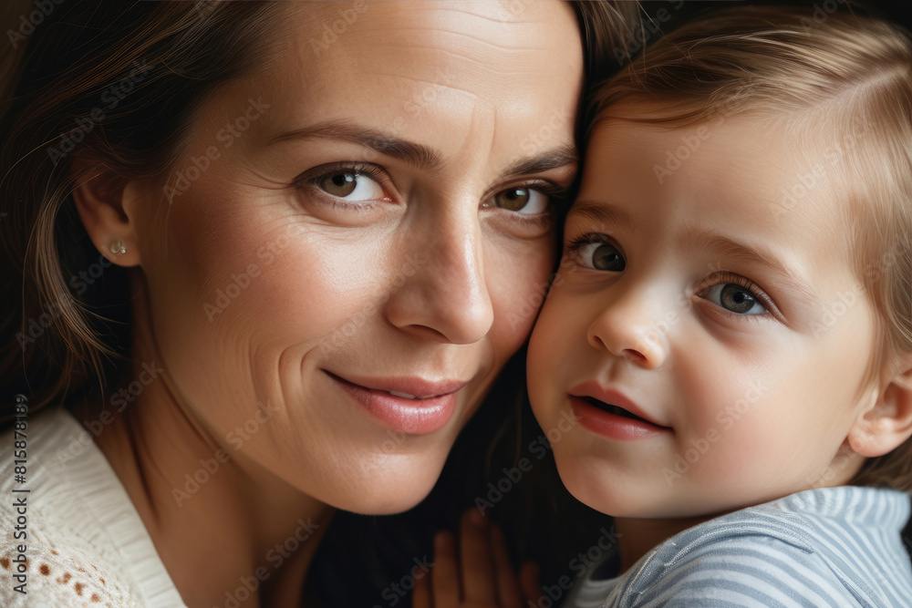 Portrait of happy mother and child, mother's day celebration Portrait of happy mother and child, mother's day celebration
