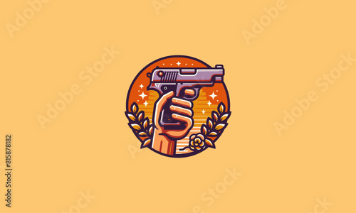 hand hold gun vector illustration logo design