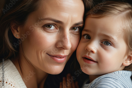 Portrait of happy mother and child, mother's day celebration