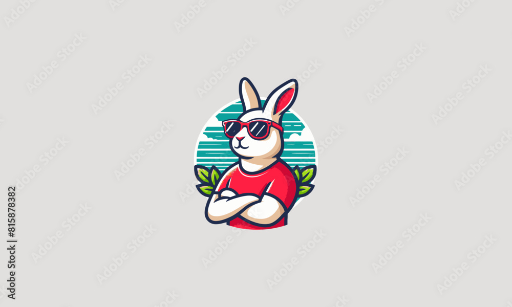 rabbit wearing sun glass vector illustration logo design rabbit wearing sun glass vector illustration logo design