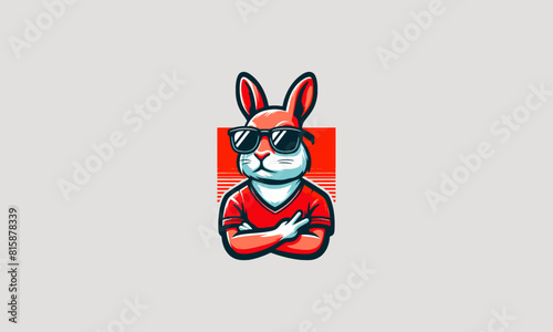rabbit wearing sun glass vector illustration logo design