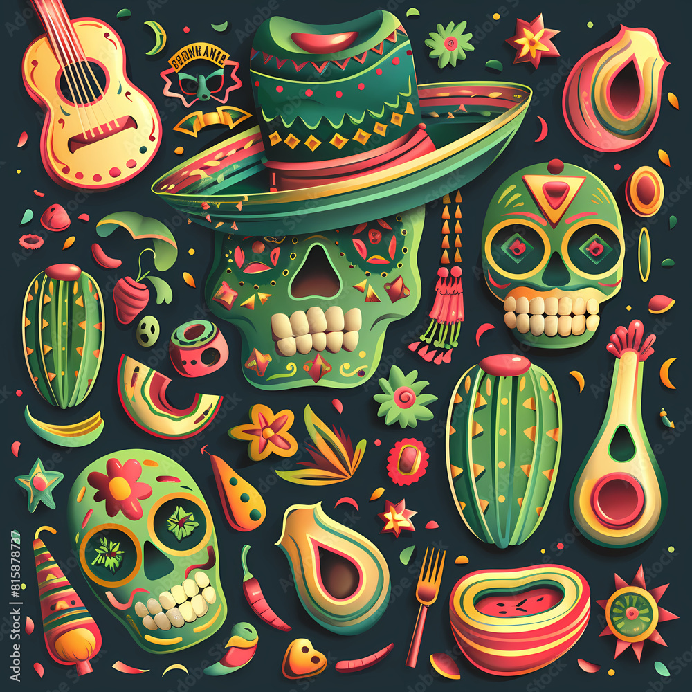 Mexican symbols design template of traditional vector image