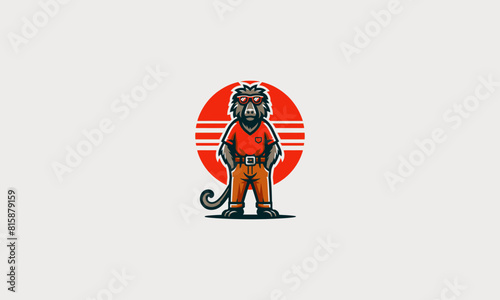 baboon wearing sun glass vector illustration logo design