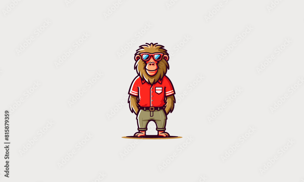 Fototapeta premium baboon wearing sun glass vector illustration logo design