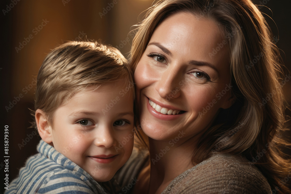 Portrait of happy mother and child, mother's day celebration Portrait of happy mother and child, mother's day celebration