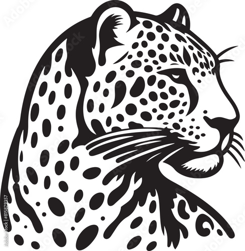 Leopard head face silhouette vector illustration on white background.