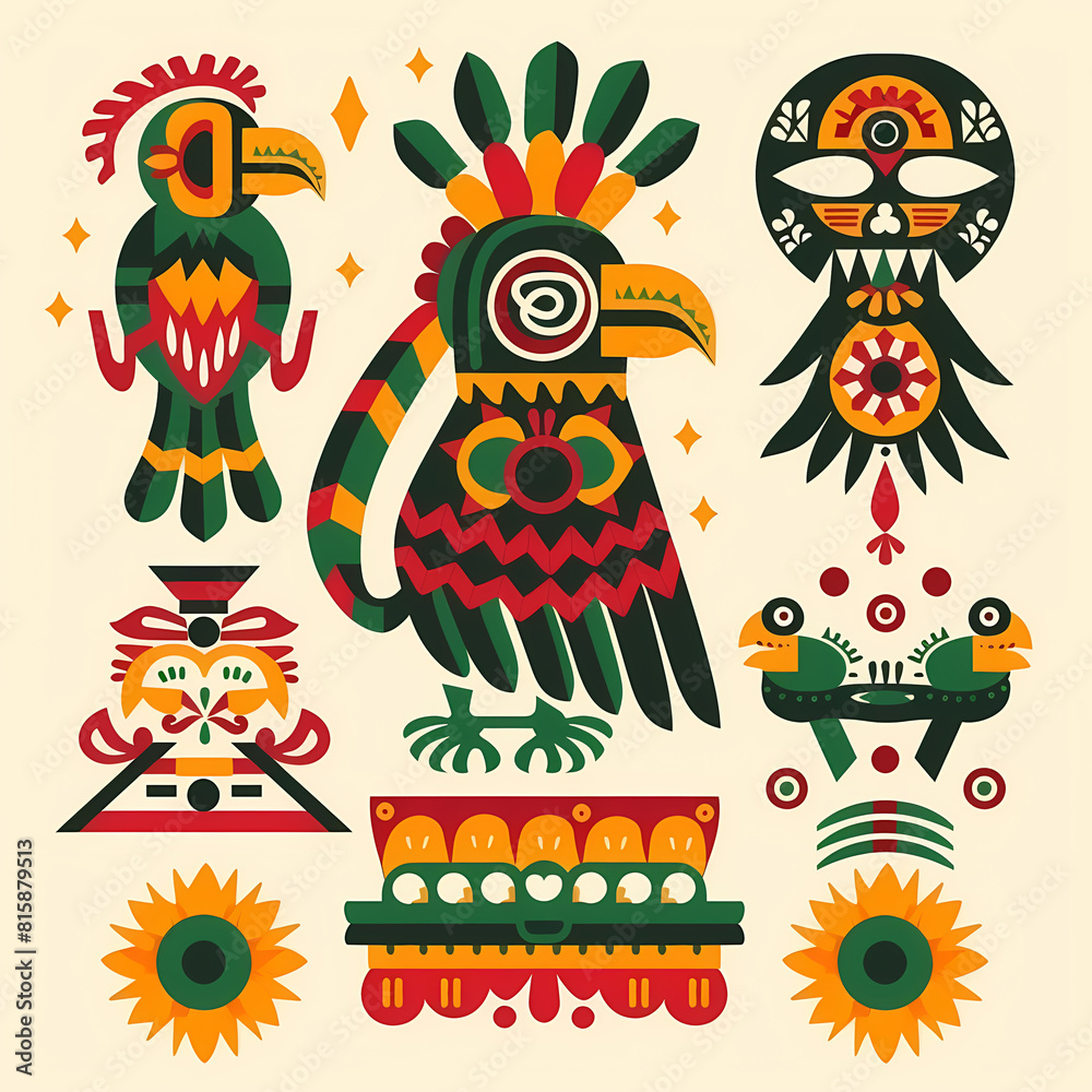 Mexican symbols design template of traditional vector image Mexican symbols design template of traditional vector image