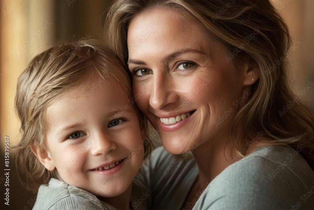 Portrait of happy mother and child, mother's day celebration Portrait of happy mother and child, mother's day celebration