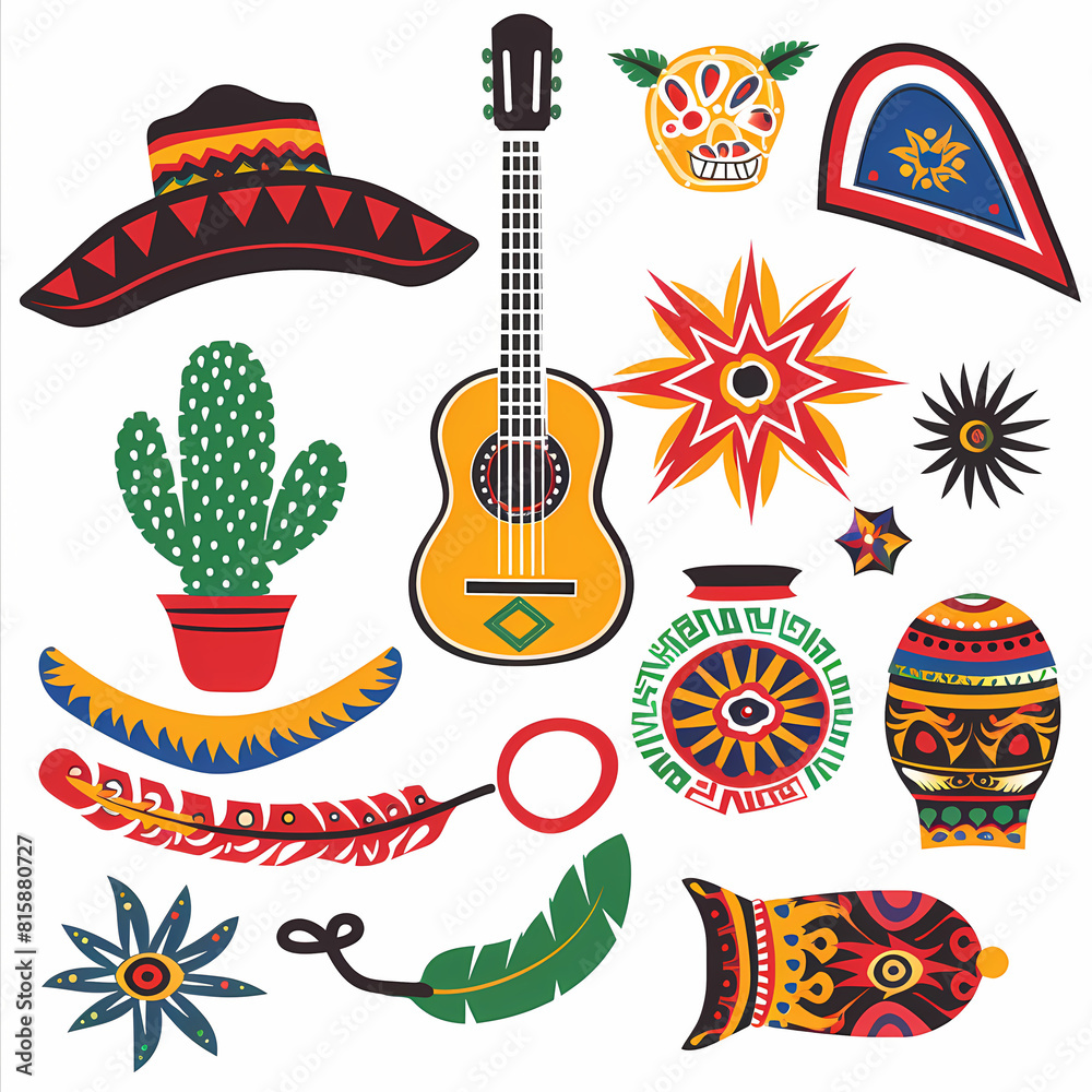 Mexican symbols design template of traditional vector image Mexican symbols design template of traditional vector image