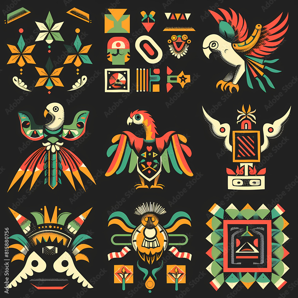 Mexican symbols design template of traditional vector image Mexican symbols design template of traditional vector image