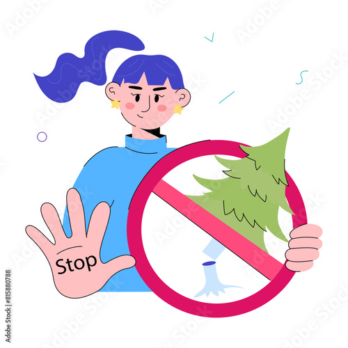 Modern doodle mini illustration of stop deforestation 