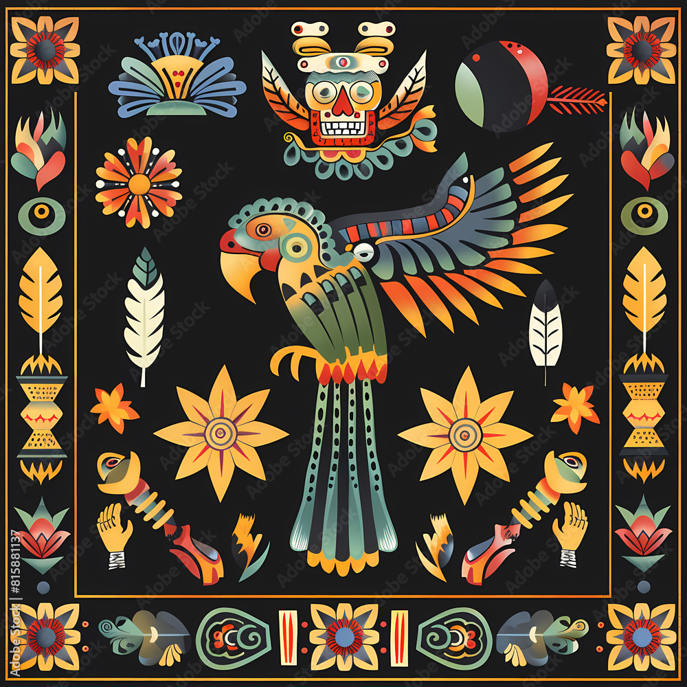 Fototapeta Mexican symbols design template of traditional vector image