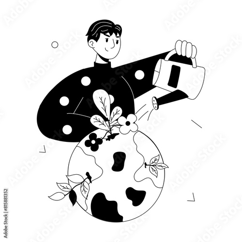 Handy doodle mini illustration of global concern 