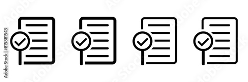 Audit icon. Simple element from audit collection. Document icon with magnifying glass and check mark. Filled Audit icon for templates, infographics and more.